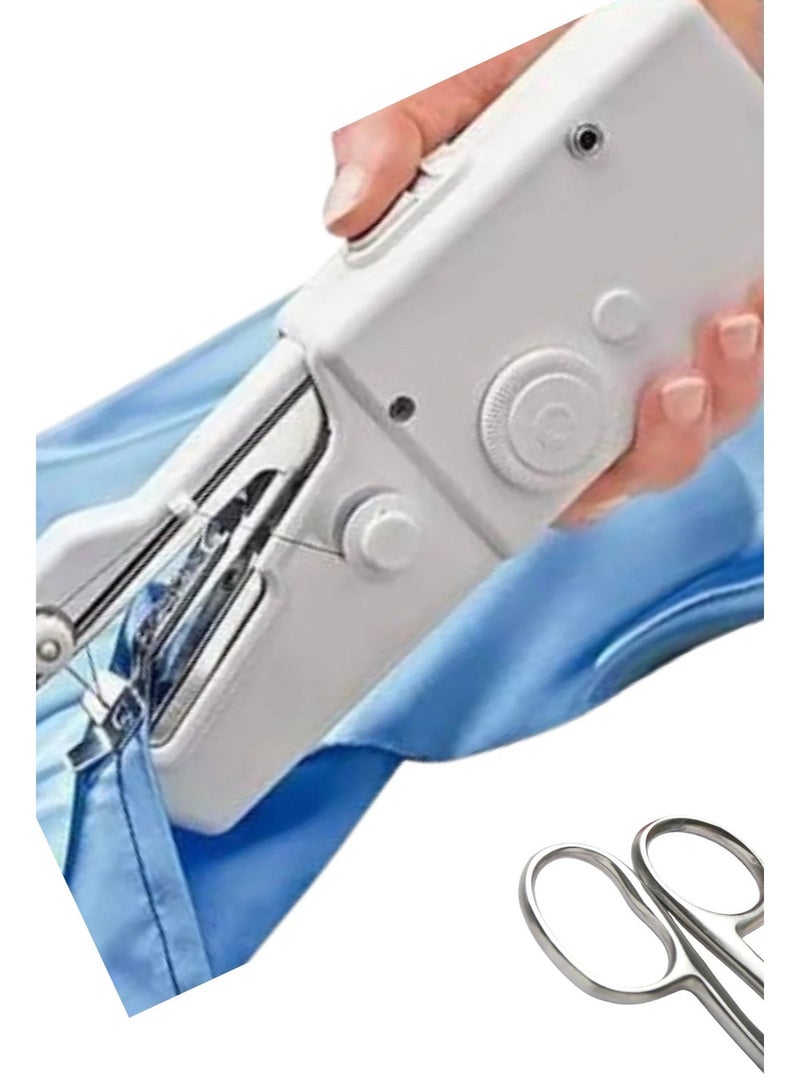 Portable Handheld Mini Electric Sewing Machine - Cordless Stitching Machine for Beginners & DIY - Compact Battery Operated Mending Tool for Clothes, Fabrics, Travel & Quick Home Repairs (White) - Image 3